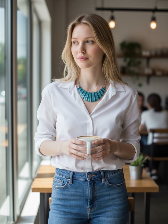 Jewelry - Blue & Teal Statement Bib Necklace - Women Jewelry Necklaces